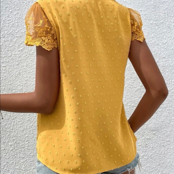 019 Boho Swiss Dot puff sleeve Floral Lace Blouse - Picture 10 of 15